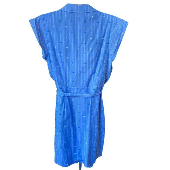 Eliza J. Dress Pinstripe Collared Button Down Shirt Dress Blue Womens Size 8 - Picture 2 of 8